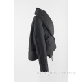 short black padding coat with big collar